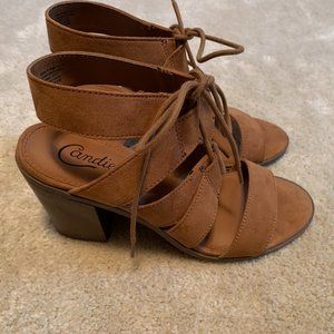 Candie's Canova Cognac Tie Cage Sandal Size 8